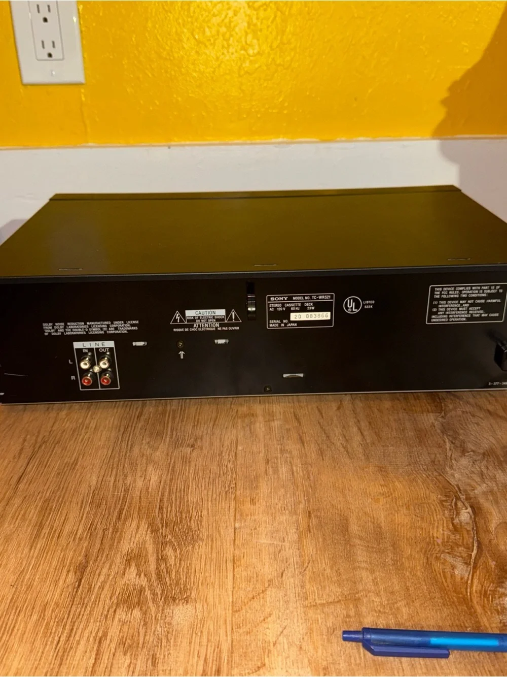 Sony Stereo Cassette Deck TC-WR521 Turns On Untested needs Speakers to hear Turn